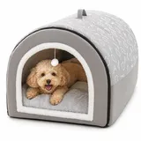 Tierschatz Hundehütte Hundehöhle Exklusives Haus Hund oder Katze | 2 Farben Komfortabel und Waschbar (Grau und Braub L)