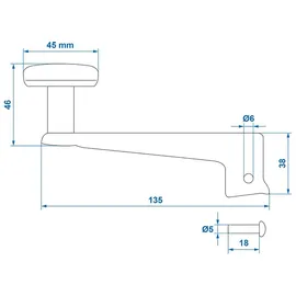 PRO PLUS Rangierhilfe für Anhänger 35 mm Kurbel H181 mm