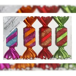 Inges Magic & Goodz 4 Christbaumschmuck Bonbons 10,5cm Kunststoff Christbaumkugeln Glitzer Weihnachtskugeln Weihnachtsbaumkugeln Weihnachtsdeko Deko Bruchsicher Bunt