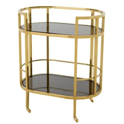 Casa Padrino Luxus Bar Trolley Servierwagen Edelstahl Gold / schwarzes  Glas - Luxus Hotel & Restaurant Einrichtung Möbel