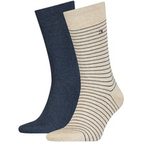 2er Pack TOMMY HILFIGER Small Stripe Socken Herren 050 - beige melange 43-46