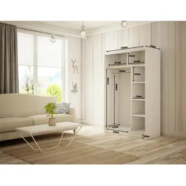 altdecor Schiebetürenschrank Vilan 120 x 215 x 61 cm Weiß/Schwarz