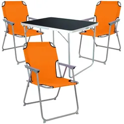 4-tlg Camping Set Gartenmöbel Campingtisch + 3 Campingstuhl Klappstuhl Orange
