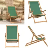 Vidaxl - Strandstuhl Klappbar Massivholz Teak Grün - Klappbarer Strandstuhl - Gartenstuhl - Teakholzmöbel - Outdoor Möbel - Balkonmöbeln - Home & Living
