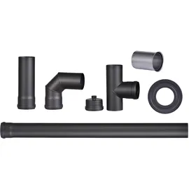 FireFix Pelletofenrohr-Set Stahl 80 mm 7-tlg Schwarz