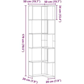 vidaXL Eckregal Bücherregal 50 x 50 x 179 cm Betongrau