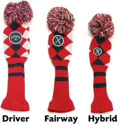 Callaway Argyle Pom Pom Headcover rot/weiss
