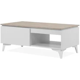 furn.design Couchtisch, Weiß, Sand, Holzwerkstoff, 1 Schubladen, Rechteckig,Rechteckig, 100x40x55 cm, Wohnzimmer, Wohnzimmertische, Couchtische