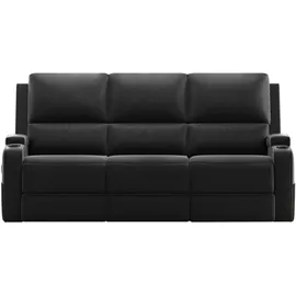 OTTO home 3-Sitzer OTTO HOME "Napori", schwarz, B:207cm H:105cm T:94cm, Polyester 40% / Polyurethane 60%, Sofas, Kinosofa mit 2 x Relaxfunktion und Getränkehalter