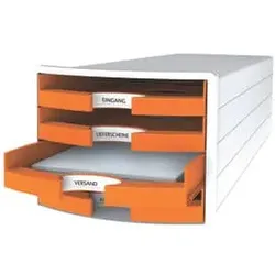 HAN Schubladenbox 4 Laden weiß/orange 1013-51 offen