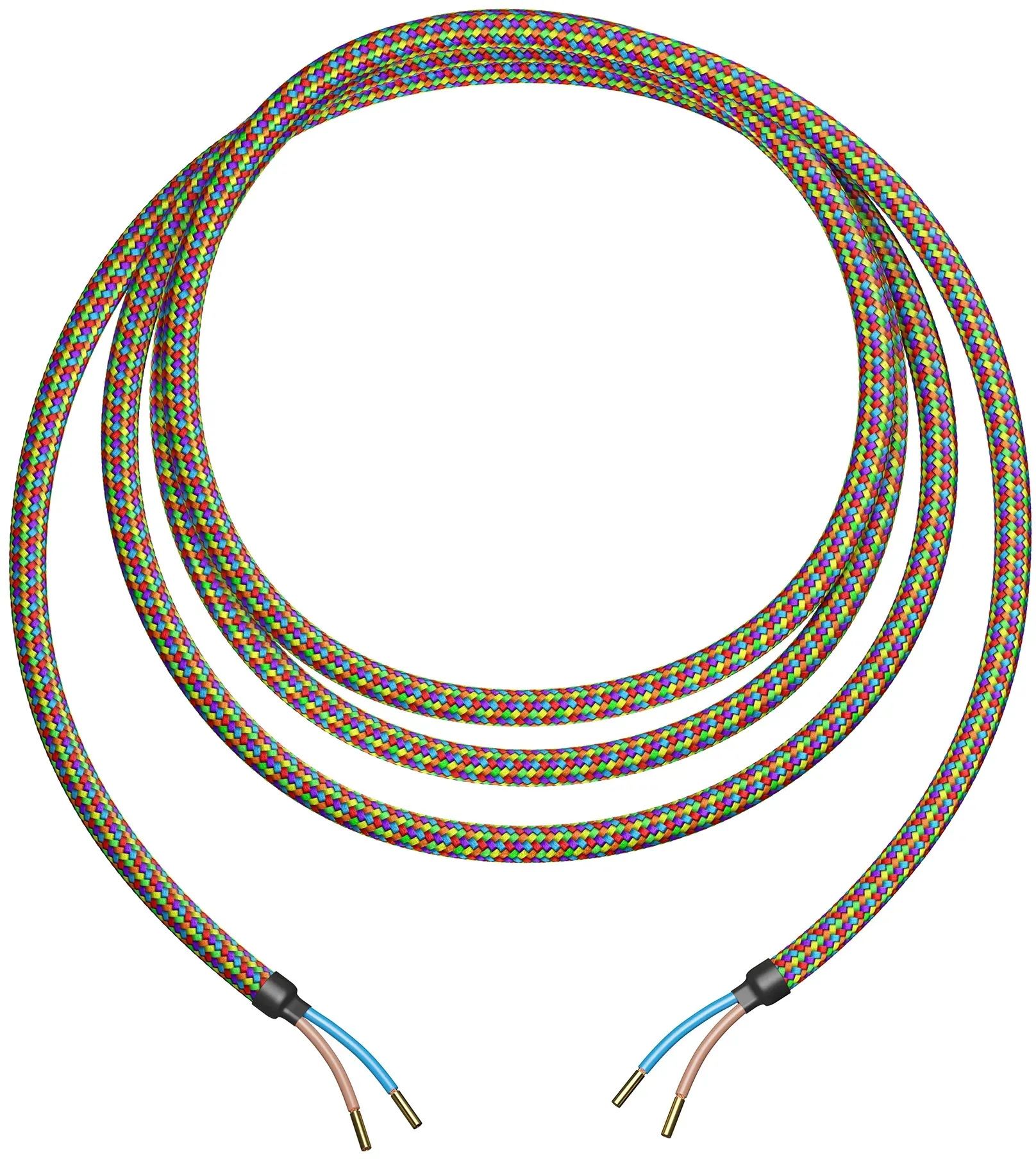 ledscom.de Textilkabel, 3 m, bunt  , 2 x 0,75 mm2, H03VV-F Textilummantelung