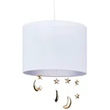 Relaxdays Hängelampe Kinderzimmer, Monde & Sterne, weiß/gold