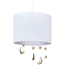 Relaxdays Hängelampe Kinderzimmer, Monde & Sterne, weiß/gold