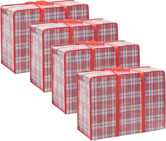 4-teiliges praktisches Aufbewahrungstaschen-Set für Daunendecken, platzsparend, geeignet für Kleidung und Bettwäsche. 68*50*24 cm, rot