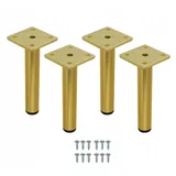 4 Stk SET 15cm Möbelfüße Schrankfüße Metall GOLD Rund Waschtischschrank