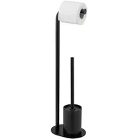 Wenko WC-Garnitur Mod. Levante schwarz Stahl mit Toilettenpapierhalter und