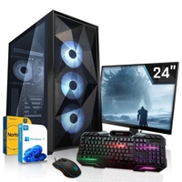 SYSTEMTREFF Gaming Komplett Set - Ryzen 5 7600 - AMD RX 6750 XT 12GB - 32GB DDR5 - 1TB M.2 SSD (NVMe) MSI Spatium + - 24 Zoll TFT - Desktop PC