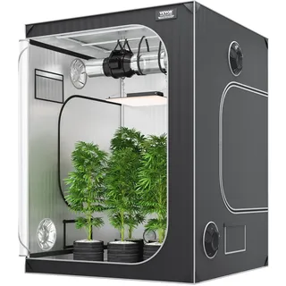 VEVOR Growbox 152x152x203cm Growzelt 2000D Oxford-Gewebe und Stahlrahmen Growtent 60kg Pflanzenzucht 178x130cm Türgröße Gewächszelt Pflanzenzelt Growroom Growschrank Gewächshaus