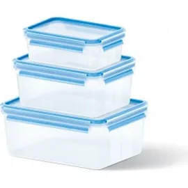 Emsa Clip&Close rechteckig Aufbewahrungsbehälter-Set, 3-tlg. blau 508567