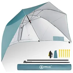HOMECALL Strandmuschel mit umbrella system, UV-resistentes 50+ Umfunktionieren, für 2-3 Personen, Blau