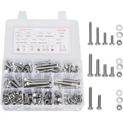 VEVOR 246-teiliges Schrauben-Muttern-Sortiment-Set Imperial Stahl Klasse A2-50