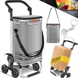 KESSER KESSER® Einkaufstrolley Treppensteiger mit Kühlfach klappbar mit 56L Kapazität und belastbar bis 50kg 3in1 Trolley Sackkarre & Umhängetasche Faltbarer Einkaufswagen inkl. Einkaufschip