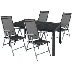 5-tlg Gartenmöbel Gartengarnitur Outdoor 125x70cm Anthrazit/Schwarz