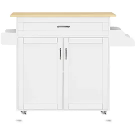 VCM Küchenmöbel Servierwagen Pastano Weiß / Honig-Eiche H. 89 x B. 114 x T. 39 cm