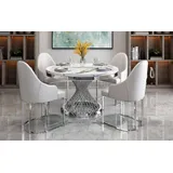 JVmoebel Esstisch Tisch xxl Edelstahl Möbel Jugendstil royal luxus Möbel Konferrenztisch, Made in Europa silberfarben|weiß