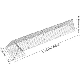 Vevor Hühnertunnel, 400 x 100 x 61,5 cm (L x B x H) Hühnerkäfig für den Hof, tragbare Hühnertunnel für draußen mit Eckrahmen, Hühnerstall-Auslauf, geeignet für Hühner, Enten, Kaninchen