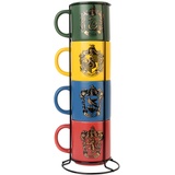HARRY POTTER Grupo Erik Tasse Harry Potter Kaffeetassen Set 4er Hogwarts Häuser - Kaffeebecher Keramik Gryffindor, Slytherin, Ravenclaw und Hufflepuff - Tassen Set Mug je 300 ml