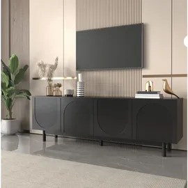 Okwish TV-Schrank Lowboard 175x56x38 cm Schwarz Holzwerkstoff