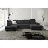 werk2 Eckcouch Polyester U-Form 3-Sitzer Grau