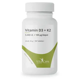 Vitacare Vitamin D3 + K2 Depot Tabletten 180 St.