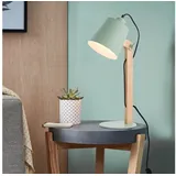 Lightbox moderne Nachttischlampe - 44 x 16 x 21 cm - skandinavische Tischleuchte mit schwenkbarem Kopf & Schalter - für Schlafzimemer - E27, max. 30 W - aus Metall/Holz - in Matt Grün
