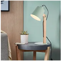 Lightbox moderne Nachttischlampe - 44 x 16 x 21 cm - skandinavische Tischleuchte mit schwenkbarem Kopf & Schalter - für Schlafzimemer - E27, max. 30 W - aus Metall/Holz - in Matt Grün