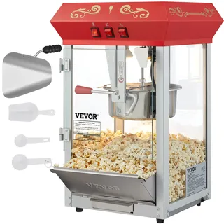Vevor Popcornmaschine Popcornautomat Popcorngerät 850 W, 8 oz Kessel für 48 Tassen pro Ladung, Popcornmaschine für die Arbeitsplatte mit gehärtete