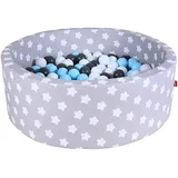 Knorrtoys Bällebad soft grey white stars inkl. 300 Bälle creme/grey/lightblue