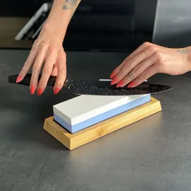 Intirilife 2 in 1 Schleifstein Set Wetzstein in Blau-Weiß | Gr.: onesize