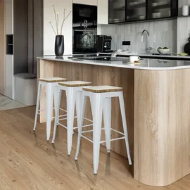 HJH Office Barhocker VANTAGGIO HIGH WS / Ulmenholz ohne Armlehnen