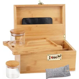 luxuskollektion Bambusbox Aufbewahrungsbox Zahlenschloss Tablett L 1-tlg. Braun