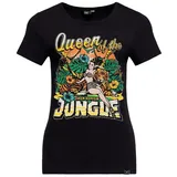 Queen Kerosin Queen of the Jungle Damen T-Shirt, schwarz Größe 2XL