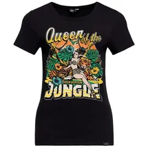 Queen Kerosin Queen of the Jungle Damen T-Shirt, schwarz Größe 2XL
