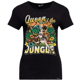 Queen Kerosin Queen of the Jungle Damen T-Shirt, schwarz Größe 2XL