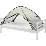 Deryan Luxe Bettzelt Pop Up Moskitonetz – 200 x 90 cm – Höchste Qualität Moskitonetz 1 mm Maschenweite – verdunkelnd – Elfenbein