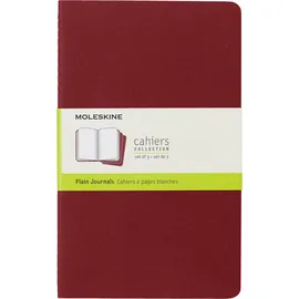 Moleskine Cahier Blanko Large, Kartoneinband) 3-er-Set preiselbeerrot