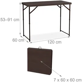 Relaxdays Gartentisch klappbar, HBT: 74x120x60 cm,
