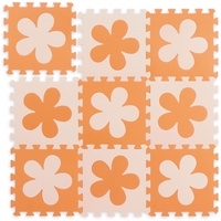 Relaxdays Puzzlematte Blumen-Muster, 9 Teile, Schaumstoff, schadstofffrei, Spielunterlage 91,5