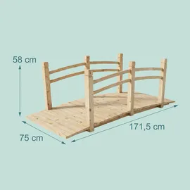 Relaxdays Garten Brücke 58 x 171,5 x 75 cm Natur