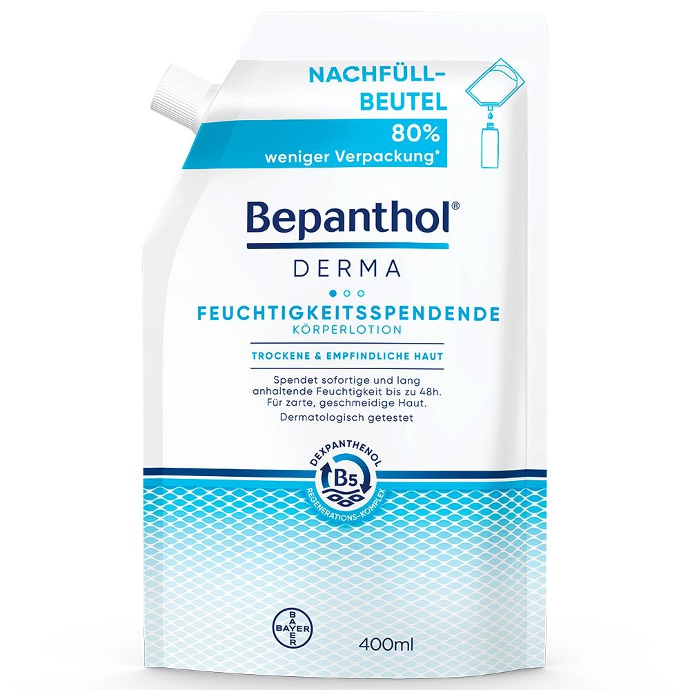 Bepanthol® Derma Feuchtigkeitsspendende Körperlotion, Köperpflege für empfindliche und trockene Haut, dermatologisch getestete Feuchtigkeitscreme mit Dexpanthenol